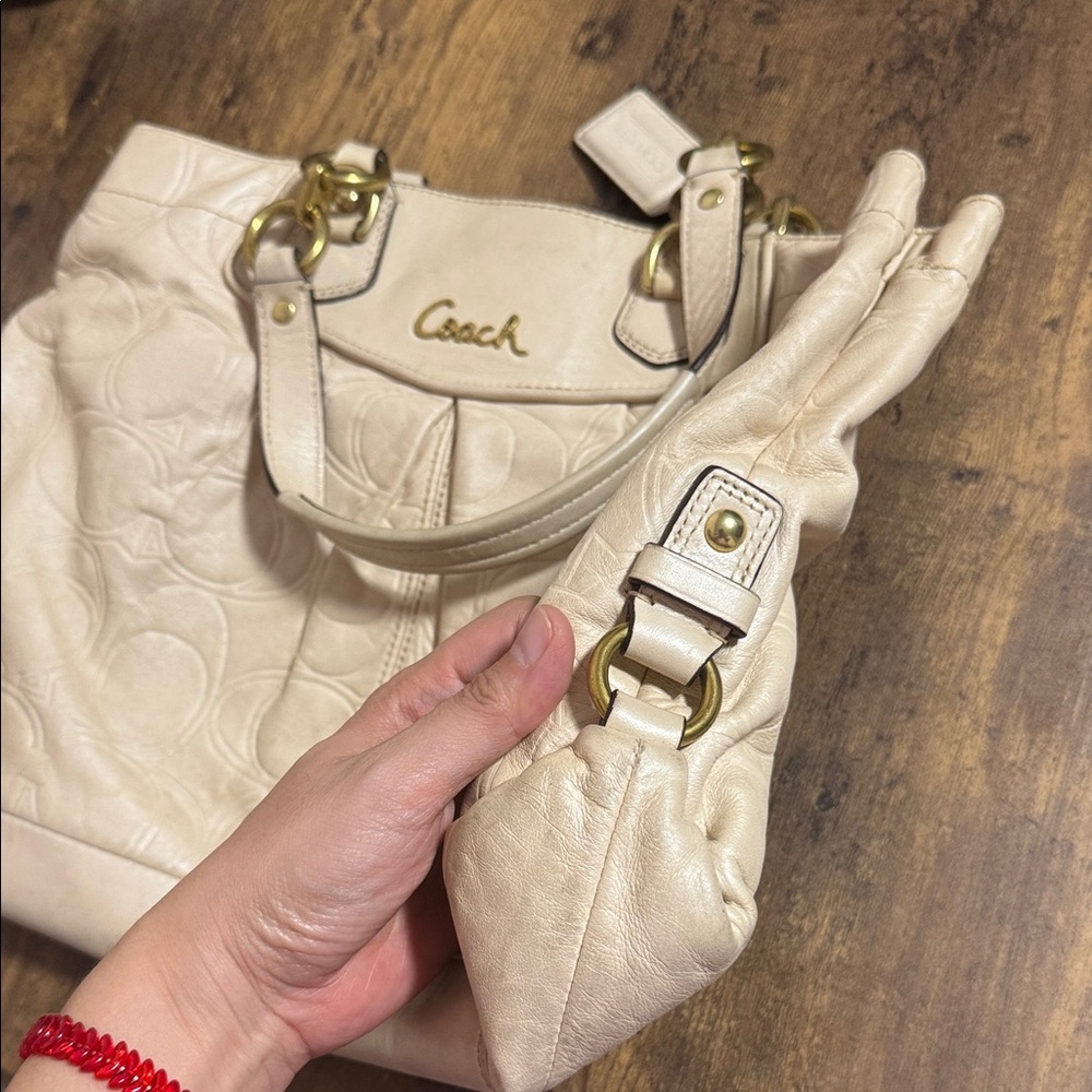 Coach Beige Embossed Shoulder Bag - Picture 5 of 6